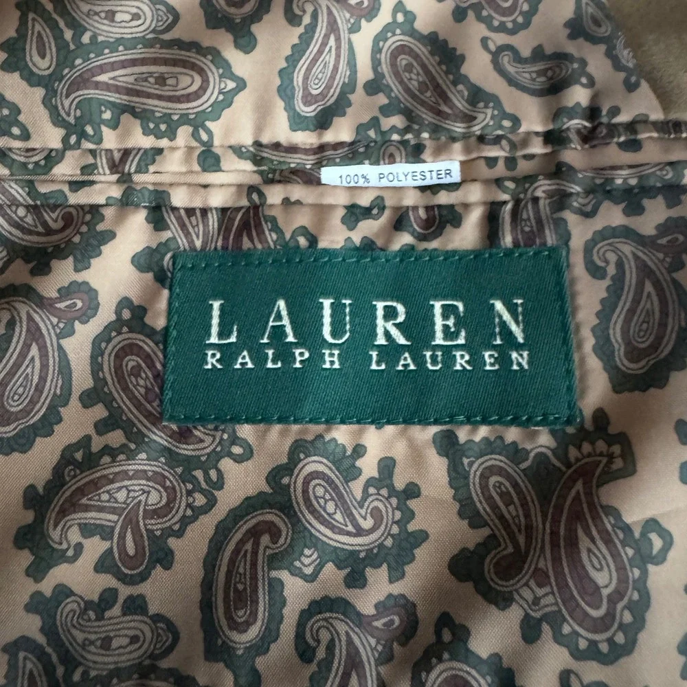Lauren‎ Ralph Lauren Blazer Mens 42L Brown Solid Faux Suede Sport Coat 2-Button